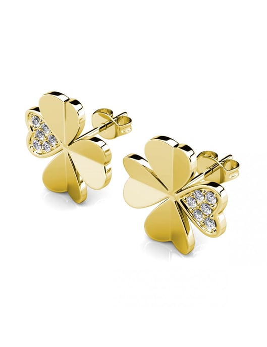 Kleeblatt-Ohrringe - Gold und Kristall - Image 4