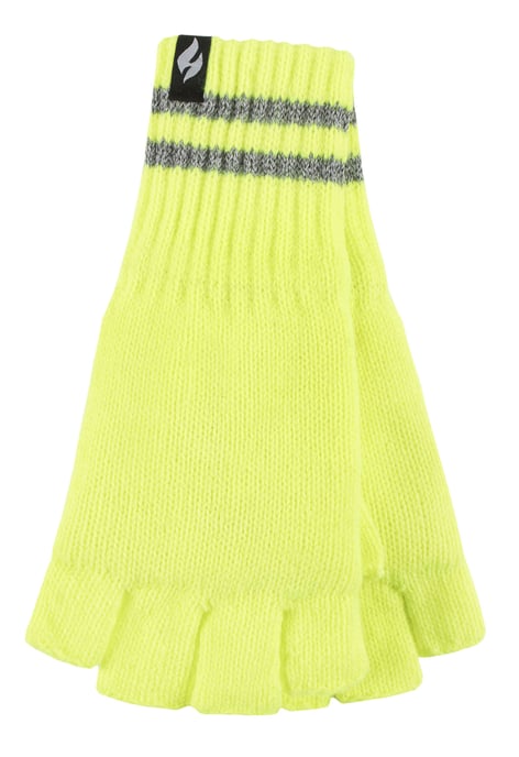 Herren gestrickt fingerlose reflektierende Handschuhe für Winter | Wärmehalter | Thermal Hi Viz Arbeitshandschuhe - gelb - Image 1