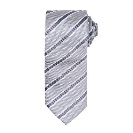 Premier Mens Waffle Stripe Formal Business Tie (2er-Pack) (Silber/Dunkelgrau) - Image 1