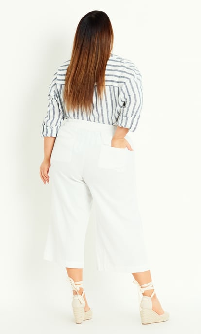 EVANS Women's Linen Blend Culotte - white