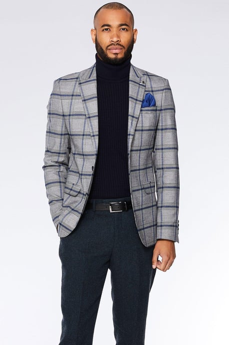 Grey/Blue Check Blazer