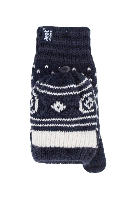 Ladies Warm Fairisle Patterned Thermal Fingerless Converter Handschuhe - Image 1