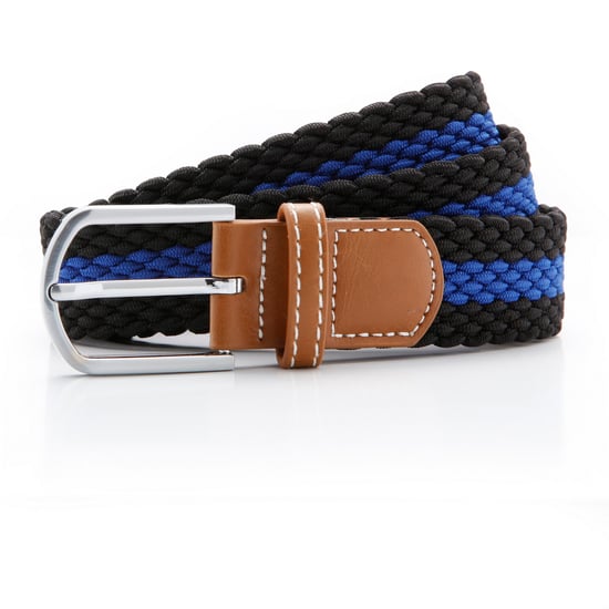 Asquith & Fox Mens Two Colour Stripe Braid Stretch Belt (Black/Royal)