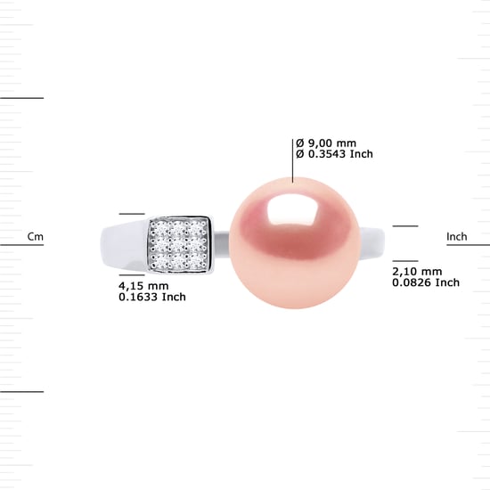 Ring Adjustable Freshwater Pearl Jewelry 9-10 mm Pink 925