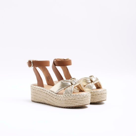 River Island Womens Espadrille Sandals Gold Flatform