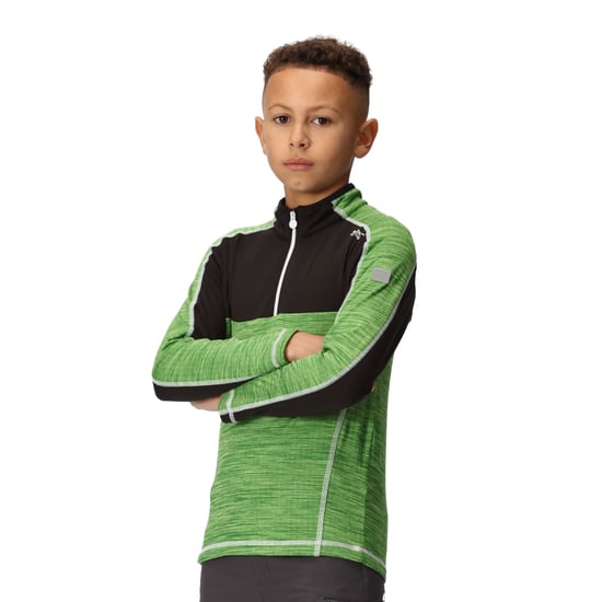 Regatta Childrens/Kids Hewley Recycled Half Zip Fleece Top (Jasmine Green/Black)