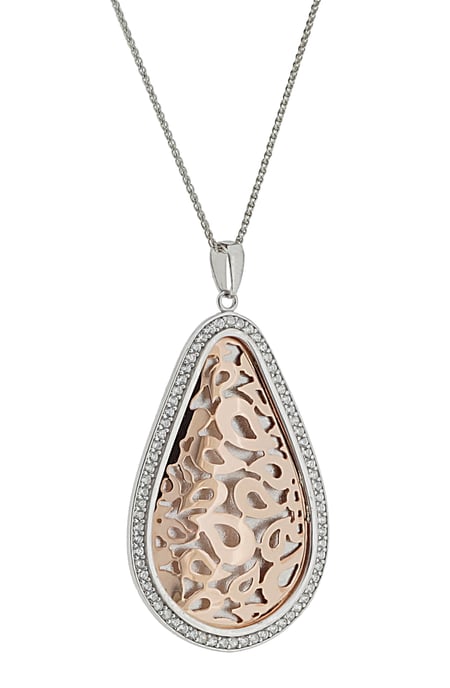 Orphelia Damen 925 Sterling Silber Set: Kettenanhänger + Ohrringe - Silber/Rose SET-068 - Image 4