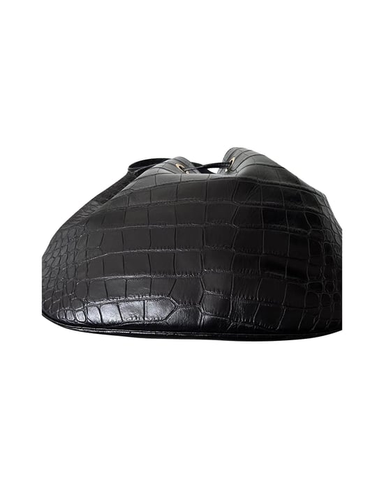 Saint Laurent Medium Paris VII Hobo Tasche mit Krokodilprägung aus schwarzem Leder - Image 5
