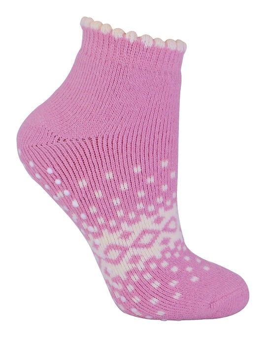 Sock Snob Damen/Damen Thermo-Slipper-Socken aus Wolle mit niedrigem Schnitt, rutschfest, Rosa - Image 1