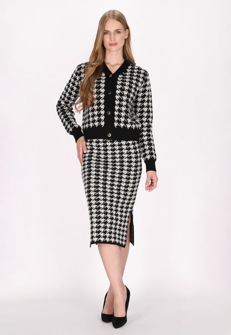 Dreimaster Cardigan Damen Schwarz Wollweiss - Image 2