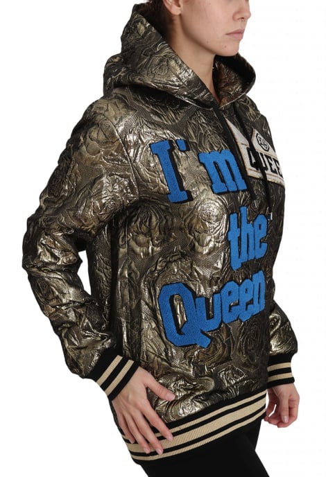 Dolce & Gabbana Women's Im The Queen Jaquard Gold Sweatshirt à capuche - Image 5