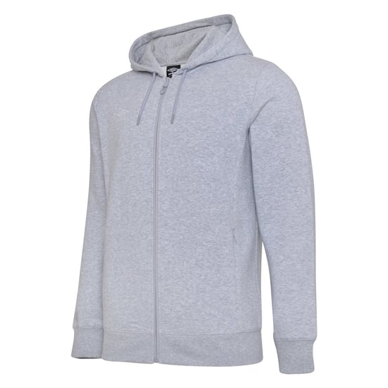 Umbro Childrens/Kids Club Leisure Full Zip Drawstring Hoodie (Grey Marl/White)