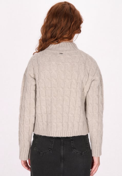 Dreimaster Pullover Damen Hellbraun Melange - Image 4