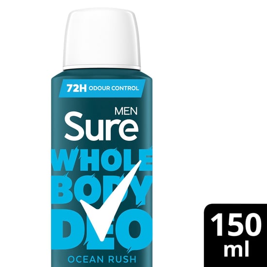 Sure Men Whole Body Deodorant Spray Ocean Rush w/ 72H Odour Control 150ml, 6pk