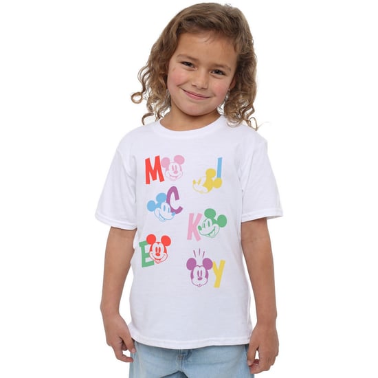 Disney Girls Mickey Mouse Letter T-Shirt (White)