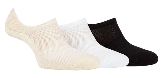 Damen Bamboo No Show Socken | Jeep | Atmungsaktiv Anti Blister gepolstert unsichtbare Socken mit Anti-Rutsch-Ferse Grip - Creme / Schwarz / Weiß - Image 1