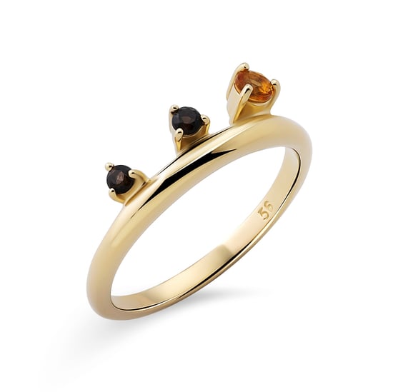 Orphelia 'Eline' Damen 925 Sterling Silber Set: Halskette + Ohrringe + Ring - Gold SET-7497/G - Image 4