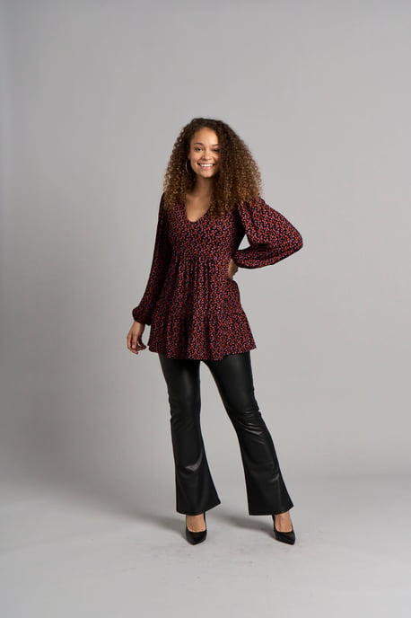 Floral Tunic Top - Red