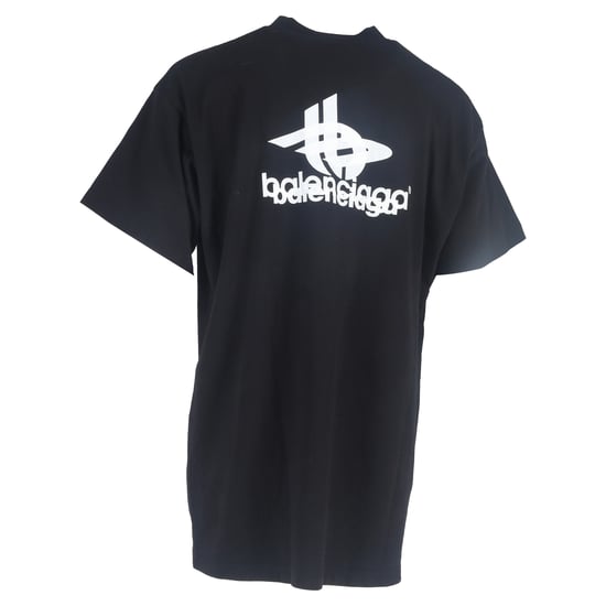 Balenciaga Logo Druck Stehkragen T-Shirt aus schwarzer Baumwolle - Image 3