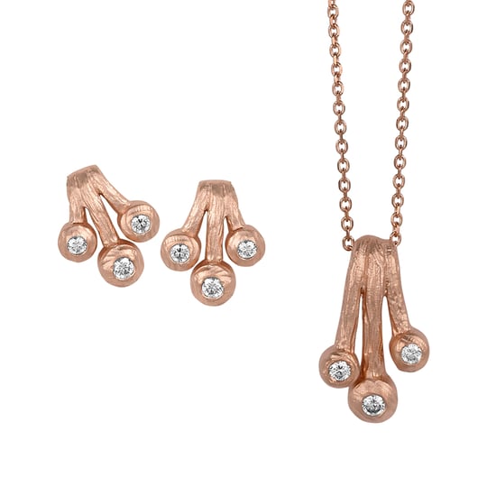 Orphelia Damen 925 Sterling Silber Set: Kettenanhänger + Ohrringe - Rosé SET-5233/1 - Image 1