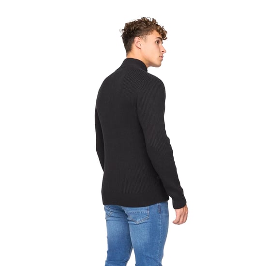 Crosshatch - "Havaline" Pullover mit kurzem Reißverschluss für Herren (Schwarz) - Image 2