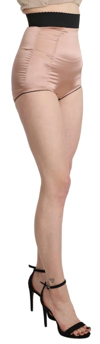 Dolce & Gabbana Women's Beige Silk High Waist Mini Hot Pants Shorts