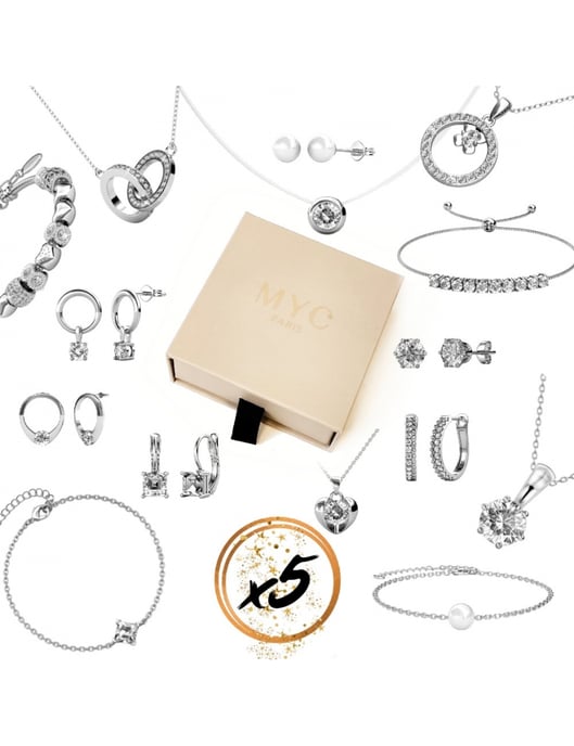 5 Überraschungsjuwelen in einer Geschenkbox - Silber und Kristall - Image 1