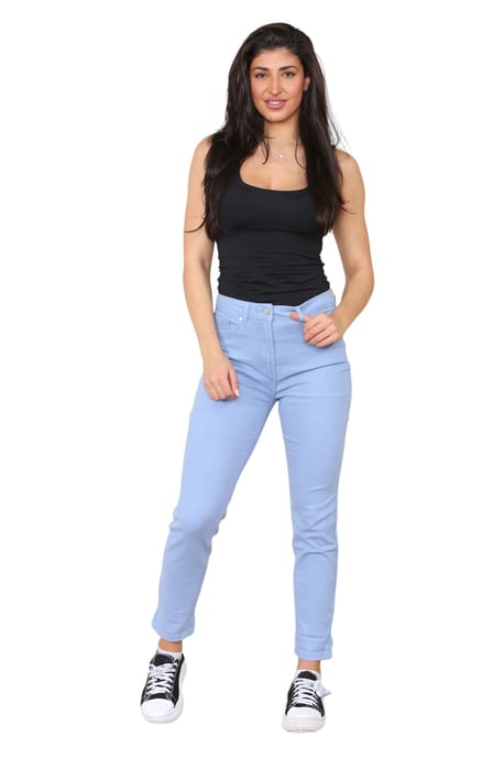 M&Co Damen-Mom-Jeans mit hohem Bund und schmal zulaufendem, geradem Bein in Himmelblau - Image 6