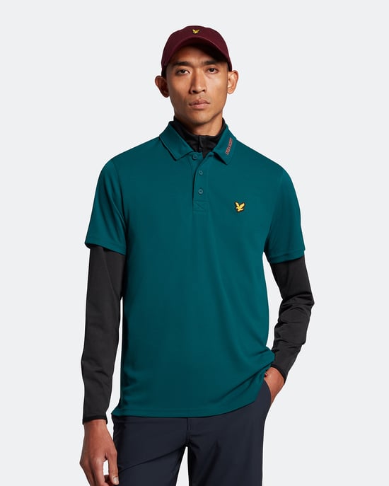 Lyle & Scott Golf Kragen Logo Technisches Poloshirt in Grün - Image 1