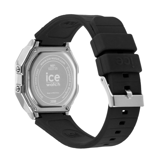 Ice Watch Ice Digit Retro - Metall Silber Spiegel - Schwarze Damenarmbanduhr 022735 - Image 2