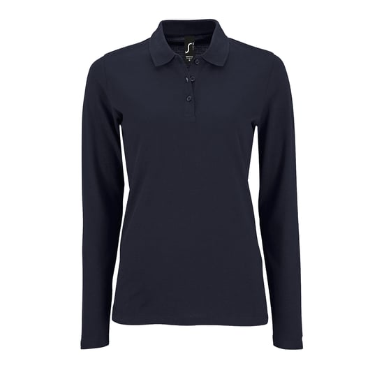 SOLS Womens/Ladies Perfect Long Sleeve Pique Polo Shirt (French Navy) - Image 1