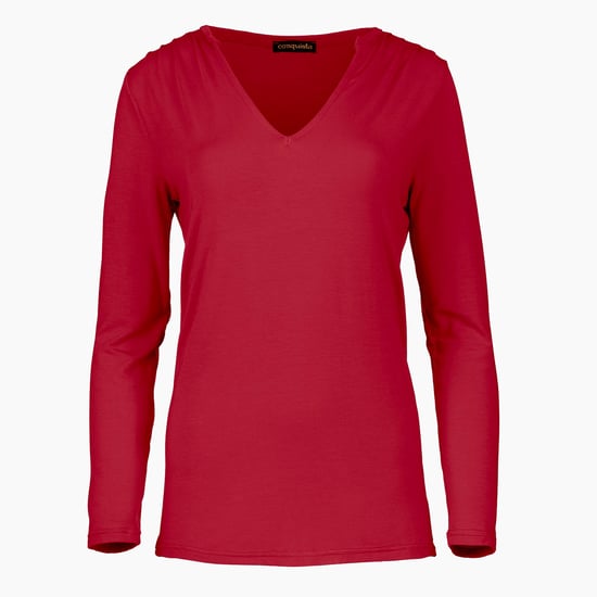 Rotes Jersey-V-Ausschnitt-Top - Image 1