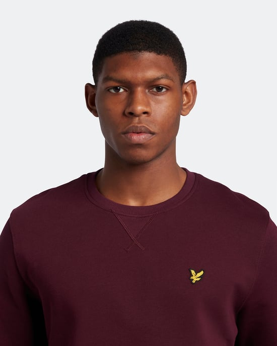 Lyle & Scott Sweatshirt mit Rundhalsausschnitt in Burgunderrot - Image 4