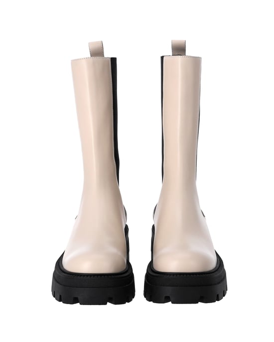Sergio Rossi Milla Plateau-Stiefel aus weißem Leder - Image 3