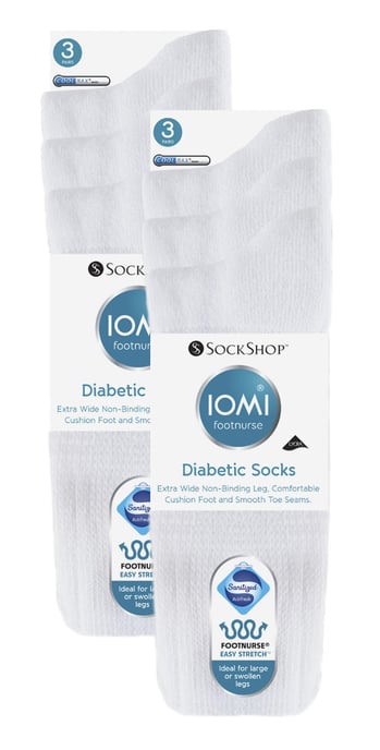 6 Paar Multipack Kinder Baumwolle diabetischen Socken mit sanften Griff | IOMI | Extra breite nahtlose nicht elastische Socken für geschwollene Füße - weiß - Image 2
