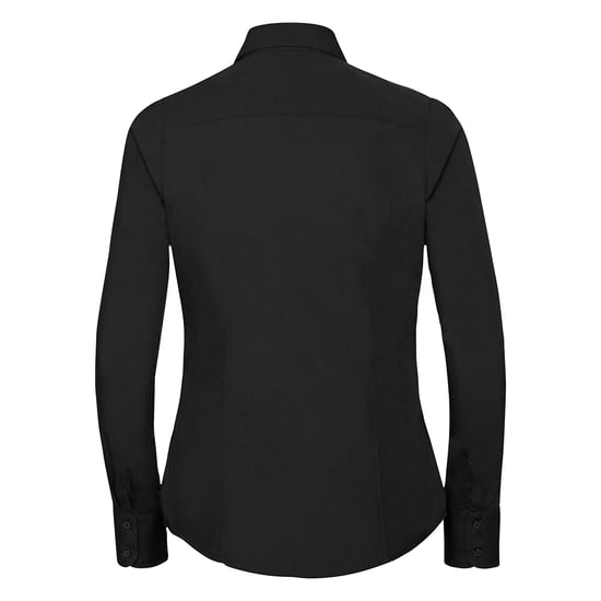 Russell Collection Damen/Damen Langarmhemd aus pflegeleichter Poly-Baumwolle aus Popeline (Schwarz) - Image 2