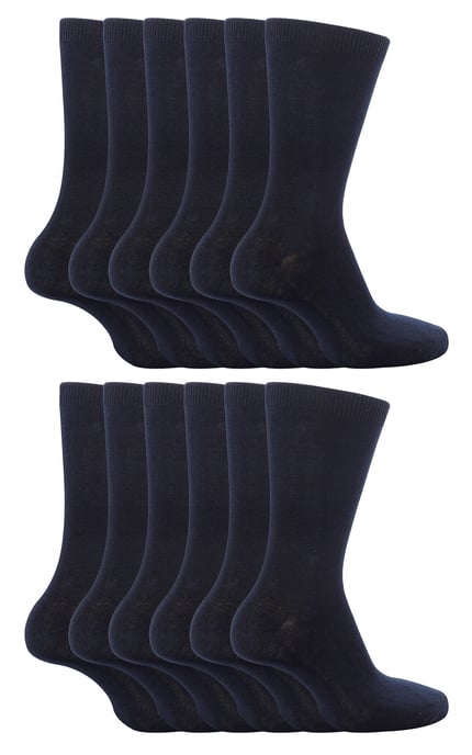12 Paar Multipack Kids Plain School Socken | Jungen & Mädchen | 3 Größen | Sock Snob Childrens Cotton Rich Socks - Blau - Image 1