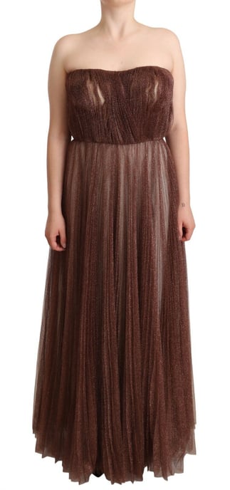 Dolce & Gabbana Metallic Bronze Polyester Maxikleid für Damen - Image 1