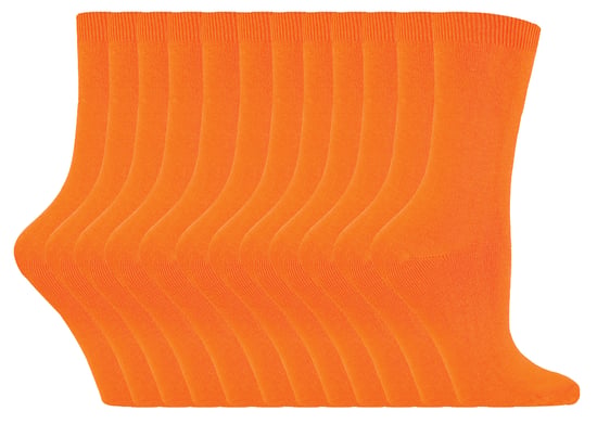 Womens Plain Cotton Rich Socks | 12 Pair Multipack | Sock Snob | Thin Comfy Colourful Crew Ankle Socks for Ladies - Orange - Image 1