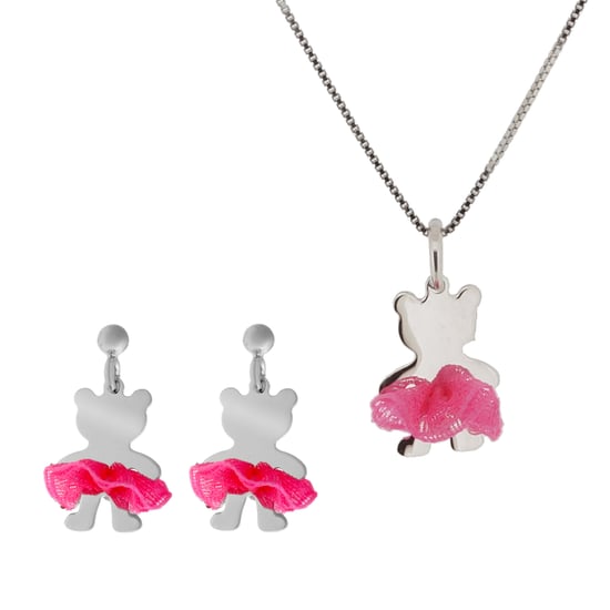 Orphelia 'Bear Bow' Kinder-Set aus 925er Sterlingsilber: Kettenanhänger + Ohrringe - Silber SET-7132 - Image 1