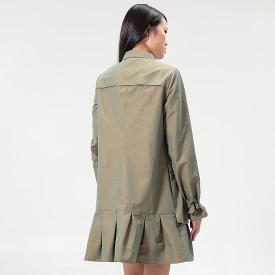 Safari shirt-dress with long sleeves
