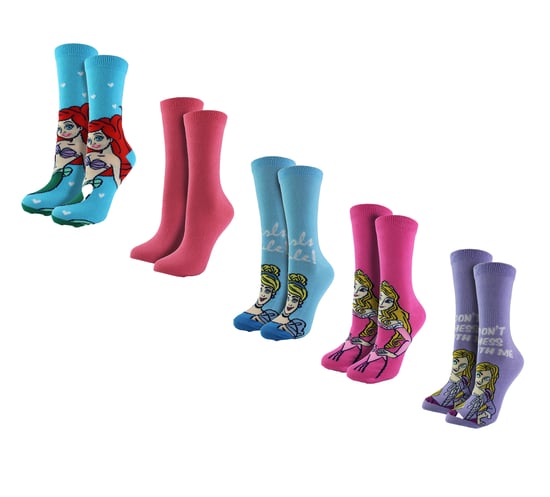 5 Paar Prinzessin Socken für Frauen | Casual niedlich lustig Neuheit Disney Socken | Disney Geschenke - Prinzessin - Image 1