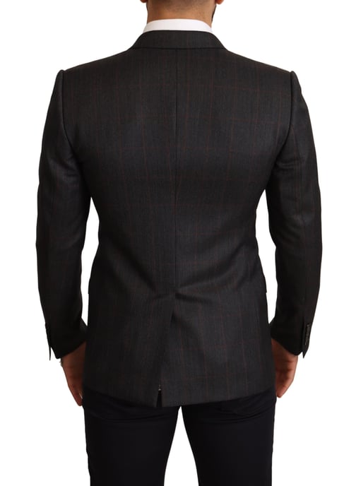 Dolce & Gabbana - Blazer Slim Fit en laine à carreaux gris pour homme - Image 5