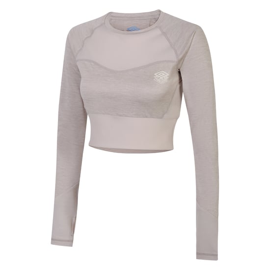 Umbro Womens/Ladies Pro Training Long-Sleeved Crop Top (Silver Grey Marl)