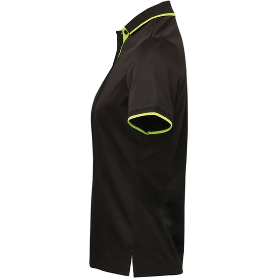 Premier Womens/Ladies Contrast Coolchecker Polo Shirt (Schwarz/Limette) - Image 3