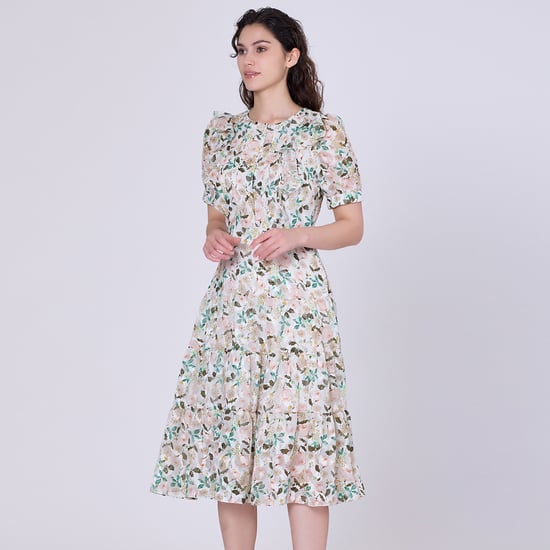 Flower print tea dress