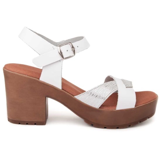 Confortable heel sandal Purapiel in White