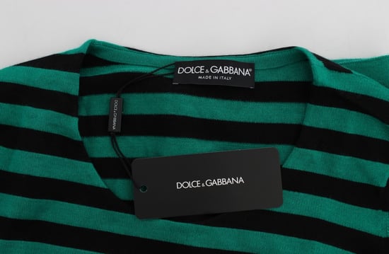 Dolce & Gabbana Damen Grüner Schwarzer Seidenkaschmirpullover - Image 5
