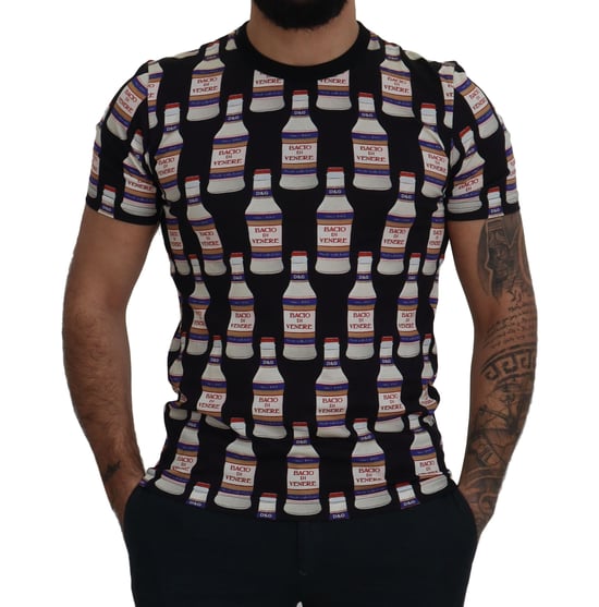 Dolce & Gabbana Schwarzes Bacio Di Venere Baumwoll Crew Herren T-Shirt - Image 3
