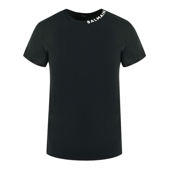 Balmain Bold Logo am Kragen Schwarzes T-Shirt - Image 1